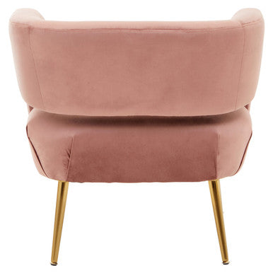Pink Velvet Curved Accent Chair