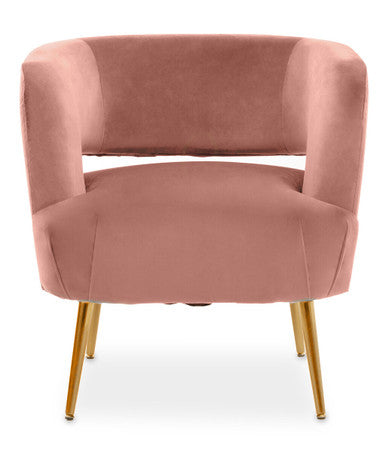 Pink Velvet Curved Accent Chair