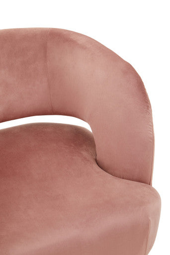 Pink Velvet Curved Accent Chair
