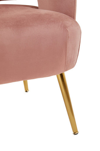 Pink Velvet Curved Accent Chair