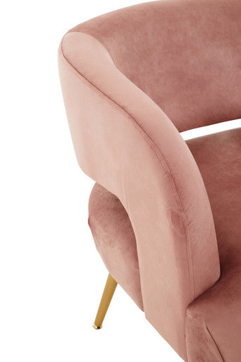 Pink Velvet Curved Accent Chair