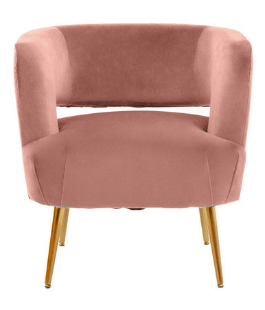 Pink Velvet Curved Accent Chair