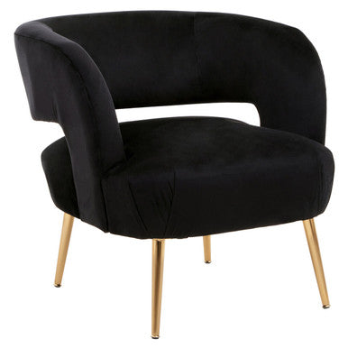 Black Velvet Curved Accent Chair