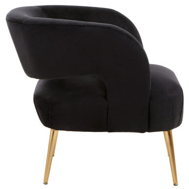 Black Velvet Curved Accent Chair
