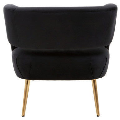 Black Velvet Curved Accent Chair