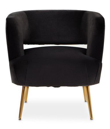 Black Velvet Curved Accent Chair