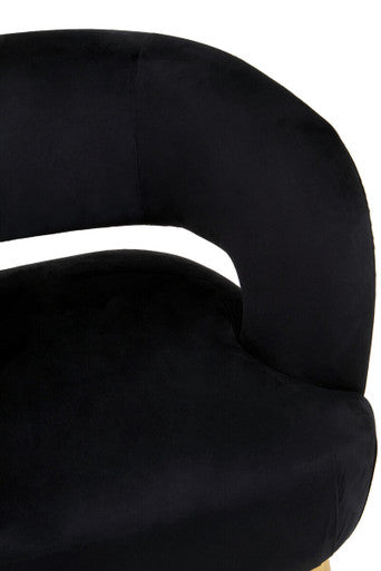 Black Velvet Curved Accent Chair