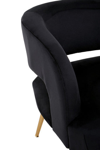 Black Velvet Curved Accent Chair