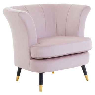 Dusky Pink Velvet Curved Accent Chair