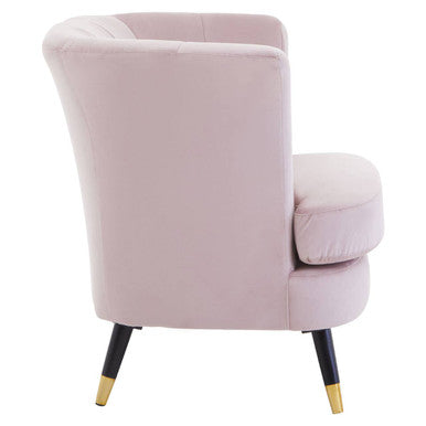 Dusky Pink Velvet Curved Accent Chair