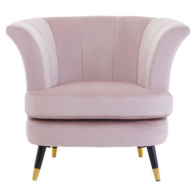 Dusky Pink Velvet Curved Accent Chair