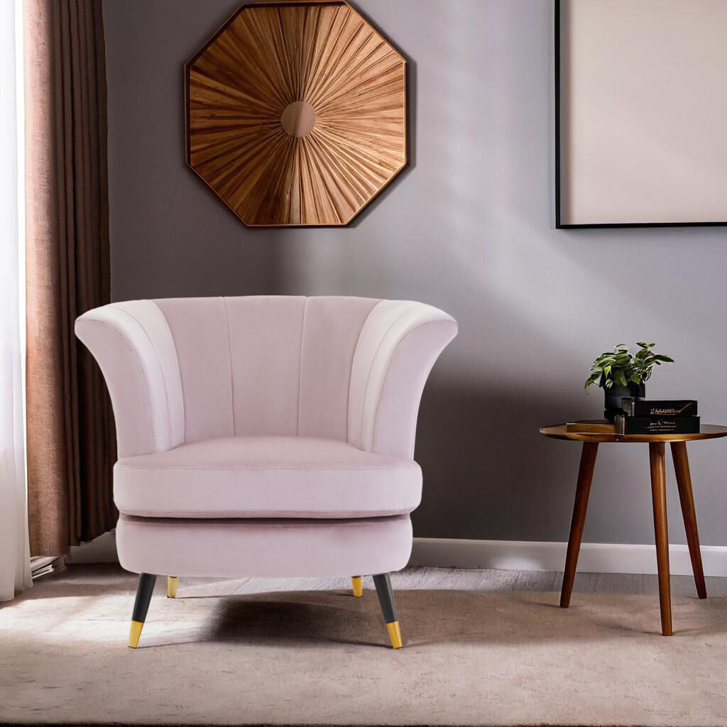 Dusky Pink Velvet Curved Accent Chair