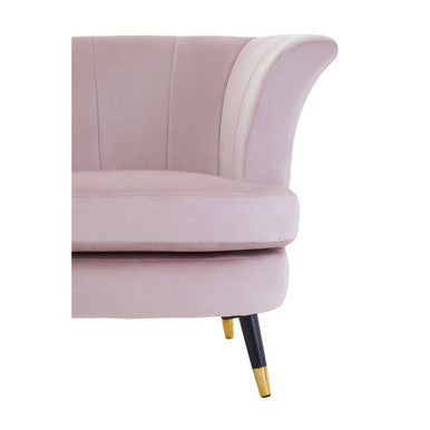 Dusky Pink Velvet Curved Accent Chair