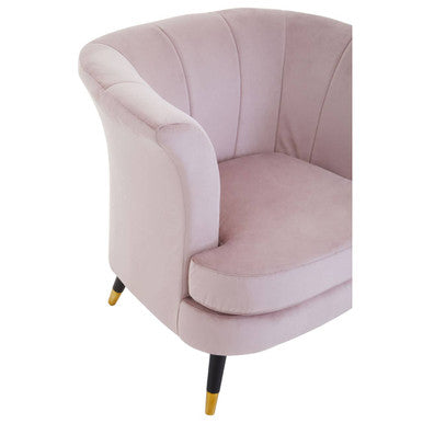 Dusky Pink Velvet Curved Accent Chair