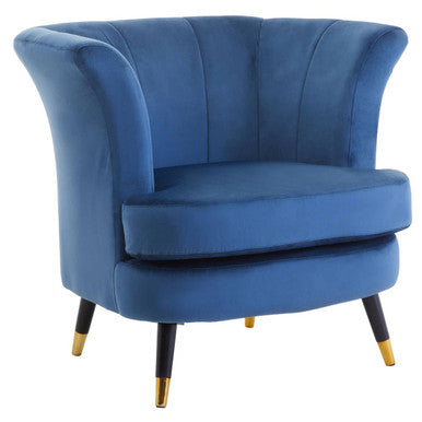 Midnight Blue Velvet Curved Accent Chair