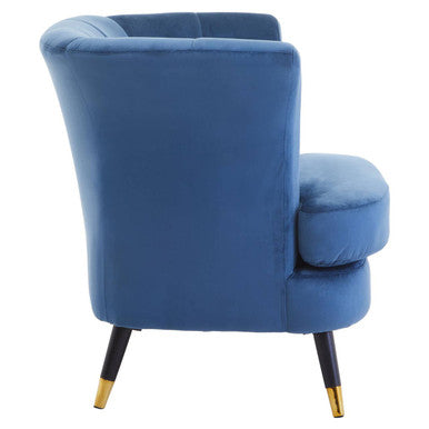 Midnight Blue Velvet Curved Accent Chair