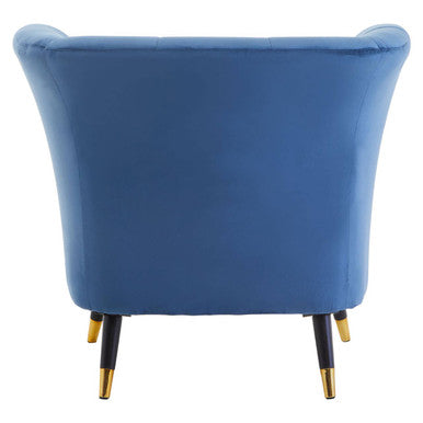 Midnight Blue Velvet Curved Accent Chair
