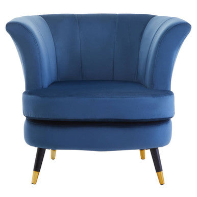Midnight Blue Velvet Curved Accent Chair