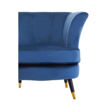 Midnight Blue Velvet Curved Accent Chair