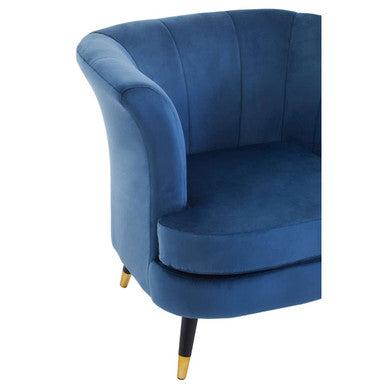Midnight Blue Velvet Curved Accent Chair