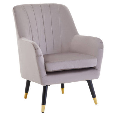 Loretta Mink Velvet Accent Chair with Black Legs