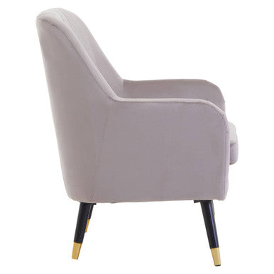 Loretta Mink Velvet Accent Chair with Black Legs