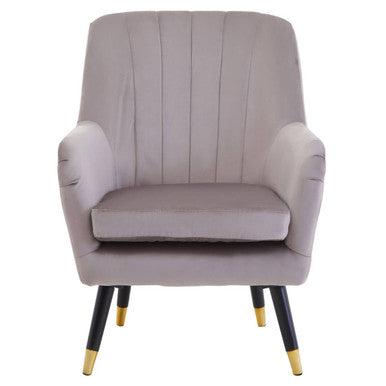 Loretta Mink Velvet Accent Chair with Black Legs