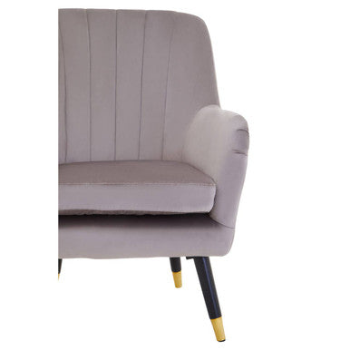 Loretta Mink Velvet Accent Chair with Black Legs