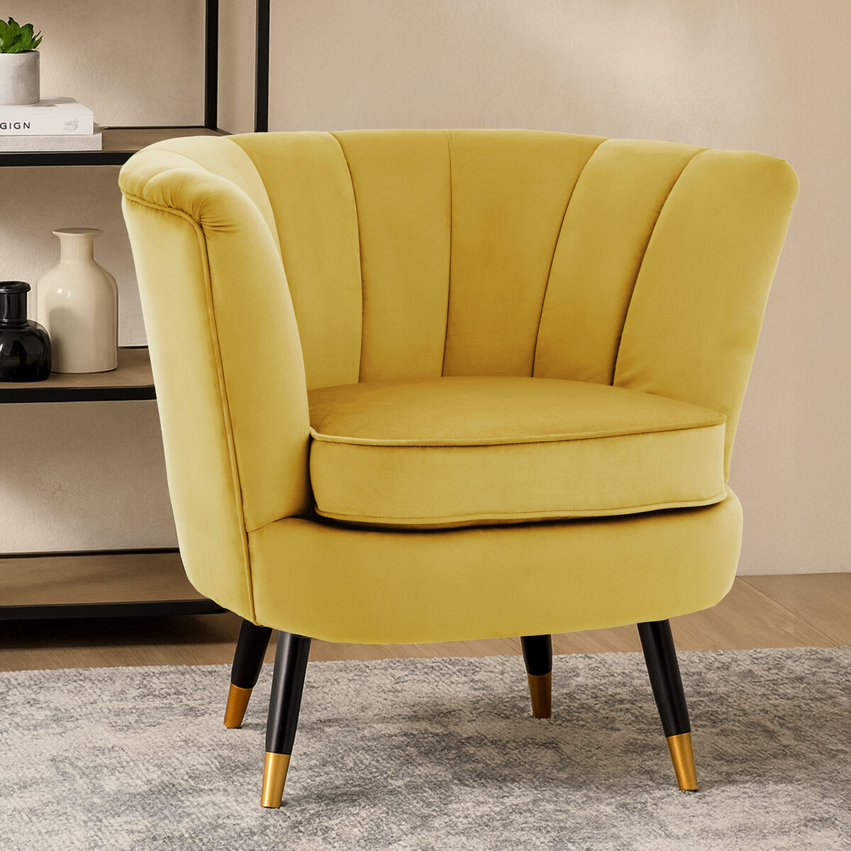 Pistachio Velvet Shell Accent Chair