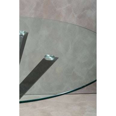 Clear Glass Round Dining Table with Black Metal Legs