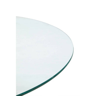 Clear Glass Round Dining Table with Black Metal Legs