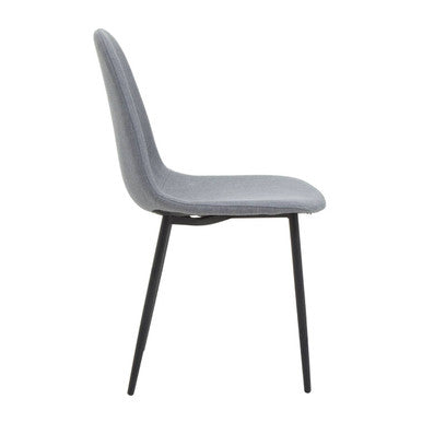 Grey Fabric Dining Chair with Black Base