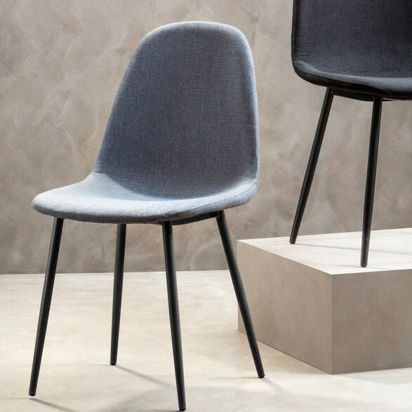 Grey Fabric Dining Chair with Black Base