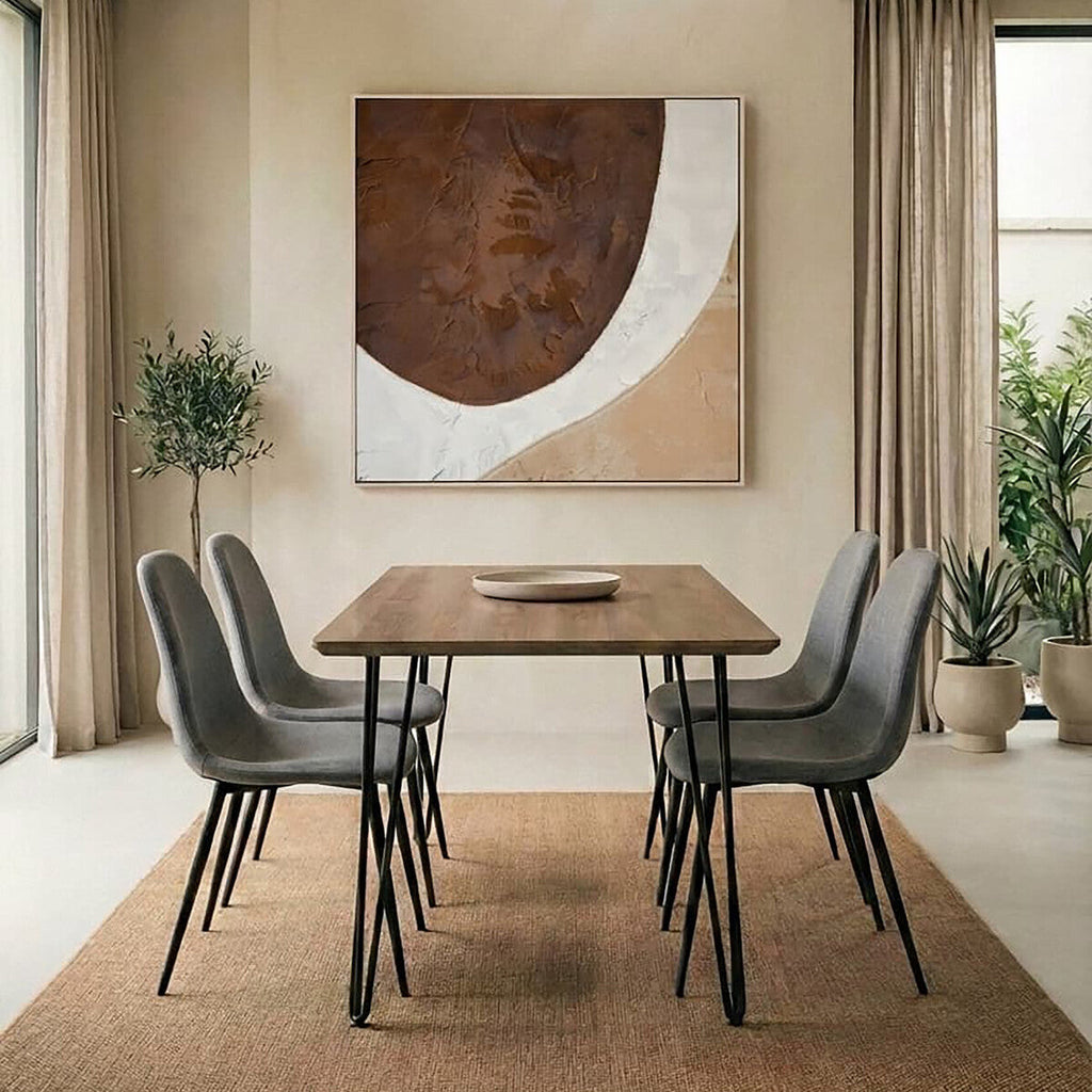 Grey Fabric Dining Chair with Black Base