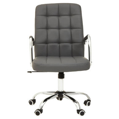 Grey Leather Effect Office Chair with Chrome Base