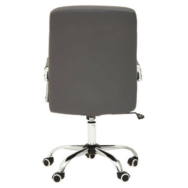 Grey Leather Effect Office Chair with Chrome Base