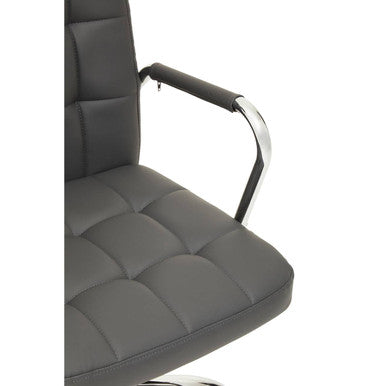 Grey Leather Effect Office Chair with Chrome Base