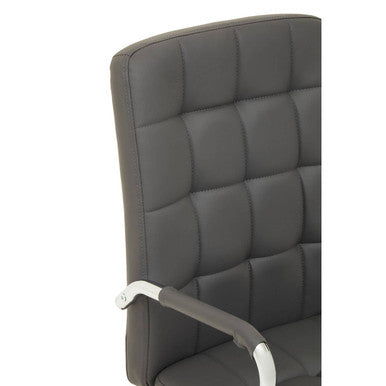 Grey Leather Effect Office Chair with Chrome Base