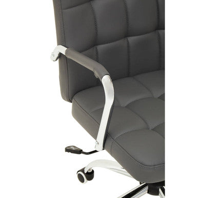 Grey Leather Effect Office Chair with Chrome Base