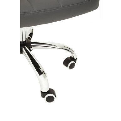 Grey Leather Effect Office Chair with Chrome Base