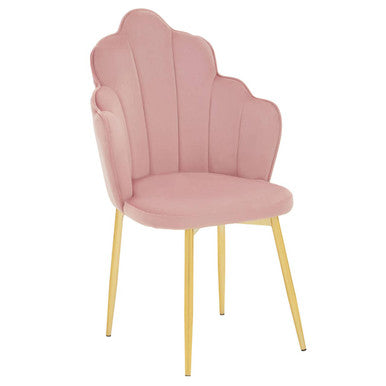 Pink Velvet Dining Chair with Gold Metal Legs