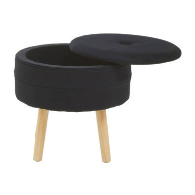 Black Velvet Storage Stool