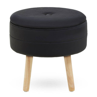 Black Velvet Storage Stool