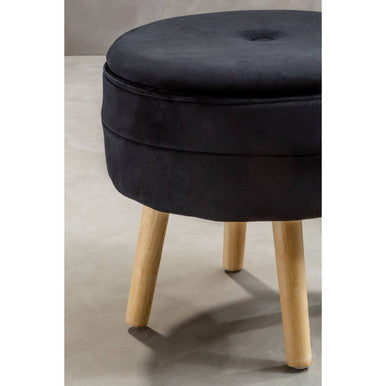 Black Velvet Storage Stool