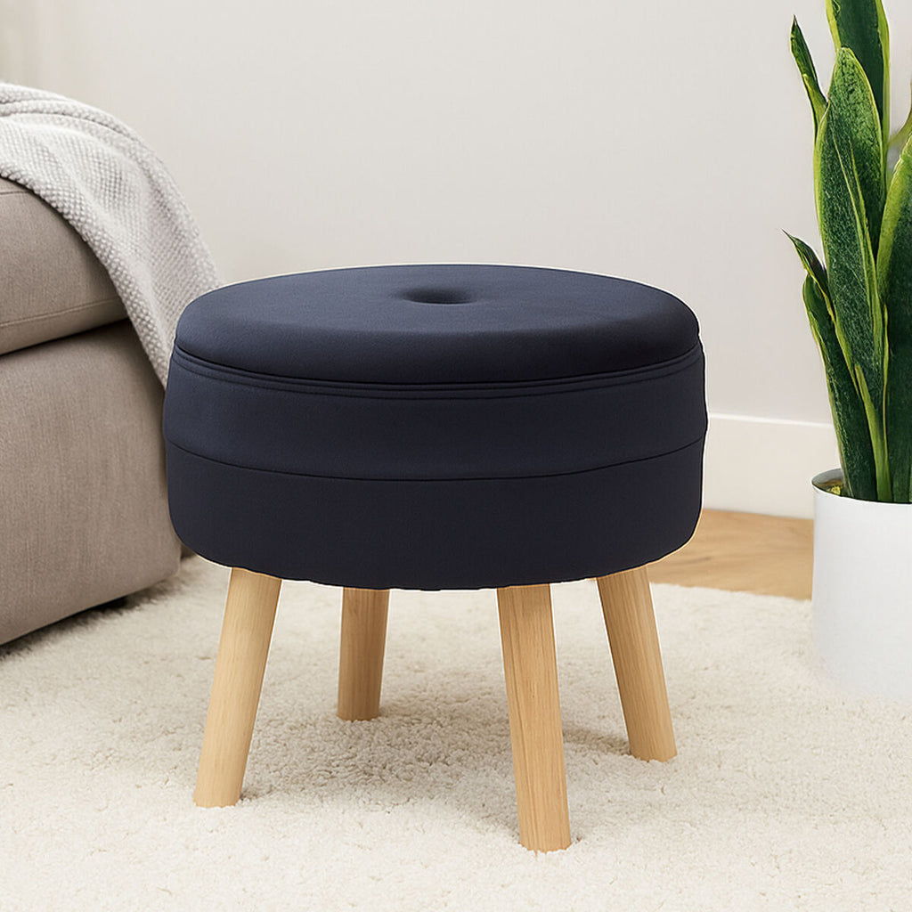 Black Velvet Storage Stool