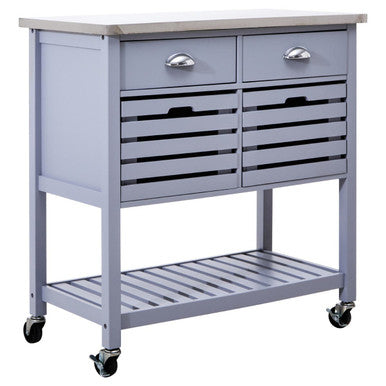 Grey Kitchen Trolley on Wheels