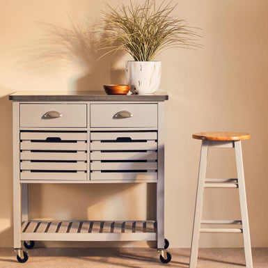 Grey Kitchen Trolley on Wheels