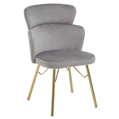 Grey Velvet Chair with Gold Base