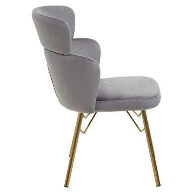 Grey Velvet Chair with Gold Base