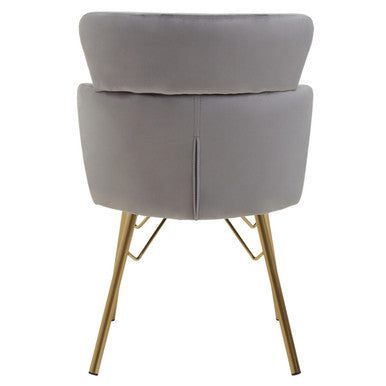 Grey Velvet Chair with Gold Base